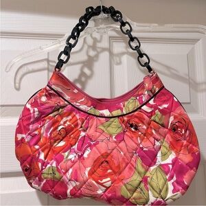 Vera Bradley Pink and Green Floral Quilted Shoulder Bag